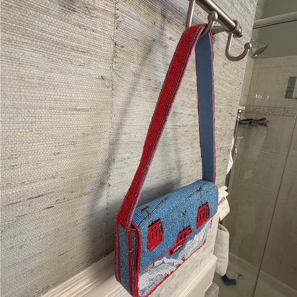 NWT new Anthropologie Fiona beaded shoulder bag winter icon ski gondola purse - Picture 16 of 17